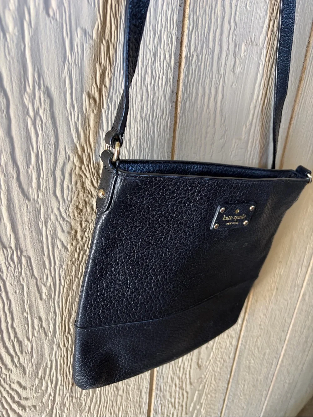 Kate Spade Bay Street Cora Black Pebbled Leather Crossbody Bag Purse